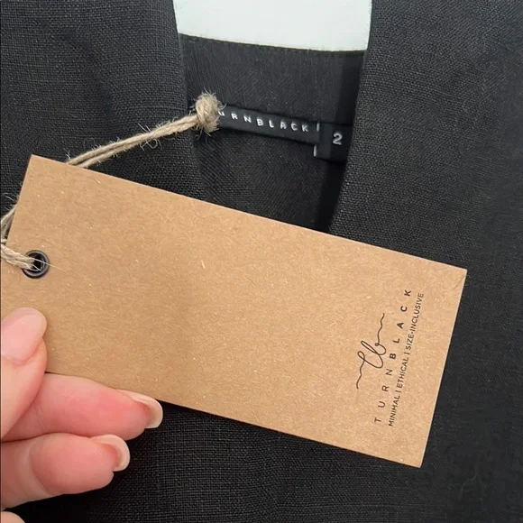 Turn Black brand Black Linen Juno Kaftan Midi Dress - Picture 2 of 10